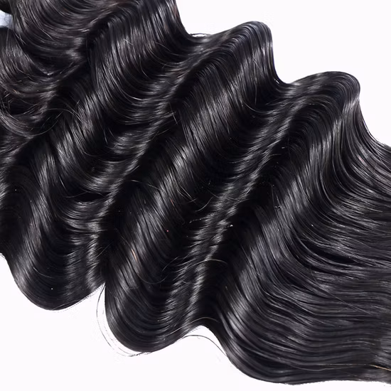 El pelo profundo flojo dibujado doble estupendo de la Virgen del rizo del pelo de la venta al por mayor de la fábrica lía el color natural