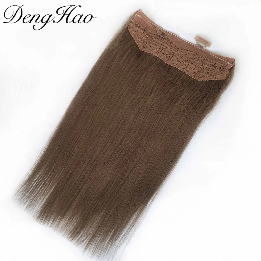 Brazilian Hair Double Drawn Halo Hair Extensions Can Adjust The Size