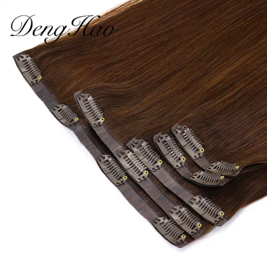 Extensiones de cabello con clip doble dibujado 100% cabello humano Remy Extensiones de cabello con clip sin costuras Extensiones con clip de cabello humano virgen de calidad de lujo Cabello con punta gruesa