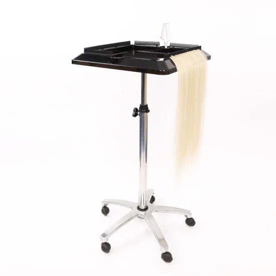 Carro con bandeja rodante para salón, carro de peluquero, soporte para peluca móvil, organizador de bandeja para herramientas de extensión de cabello, carro de almacenamiento multifunción ajustable en altura, servicio de color de cabello