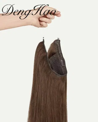 Fábrica 100% cabello humano Remy Halo en extensiones de cabello